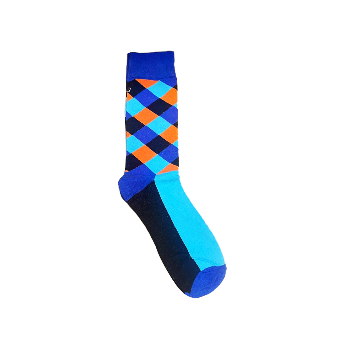 Blue & Orange Diamond Crazy Socks