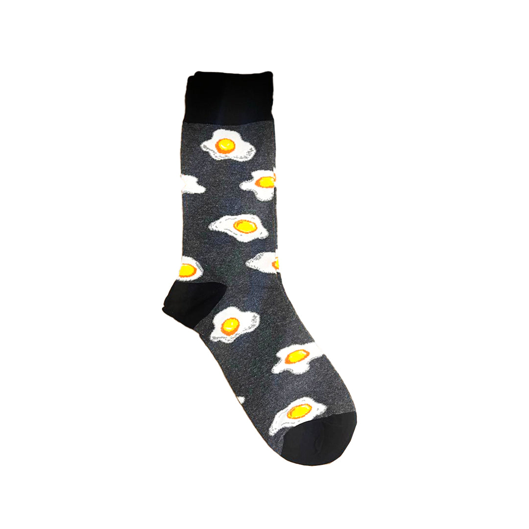 Fired Eggs on Grey Crazy Socks