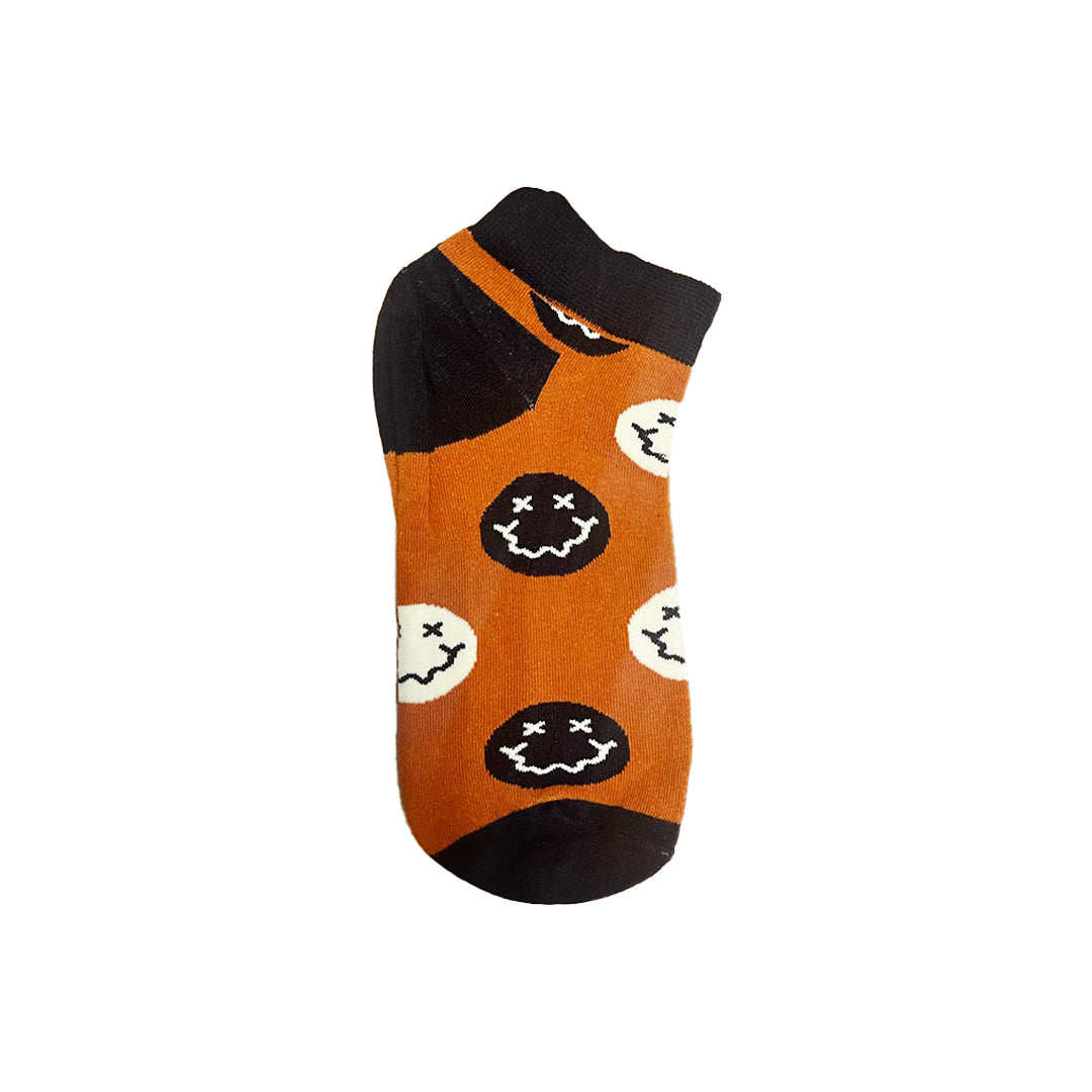 Smiling Face on Red Low Cut Crazy Socks
