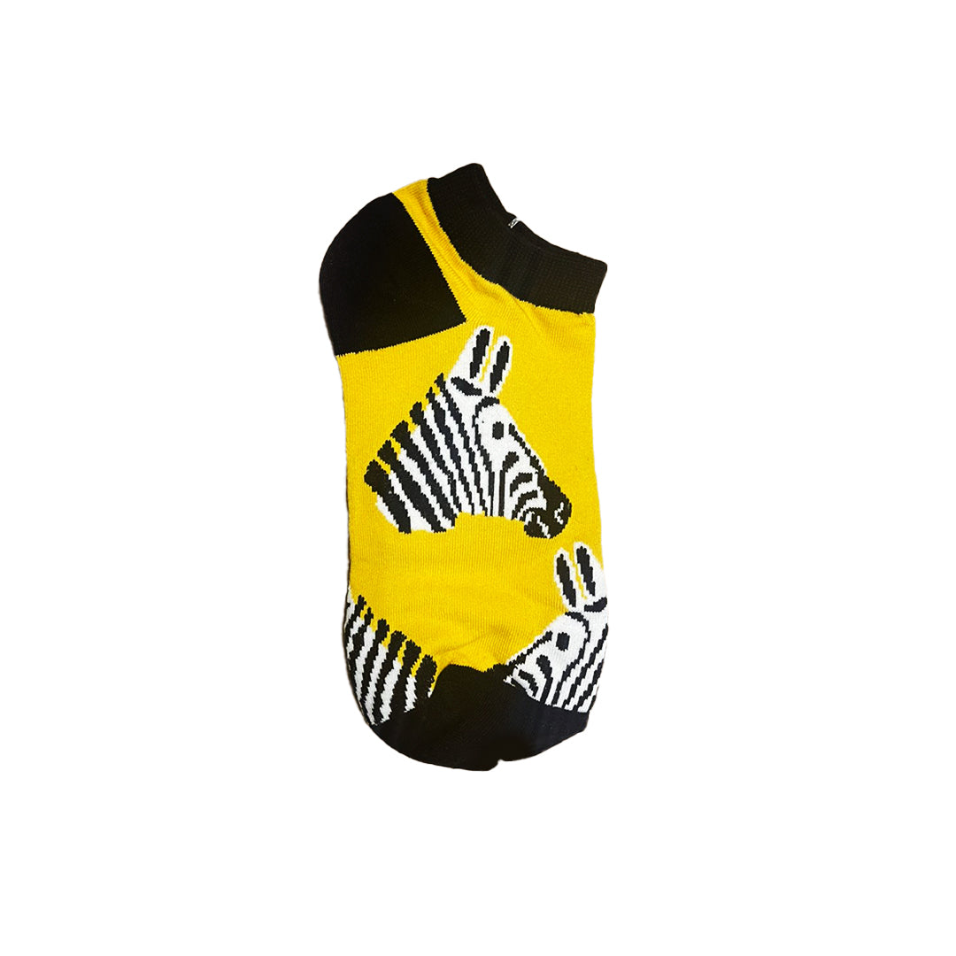 Zebra on Yellow Low Cut Crazy Socks