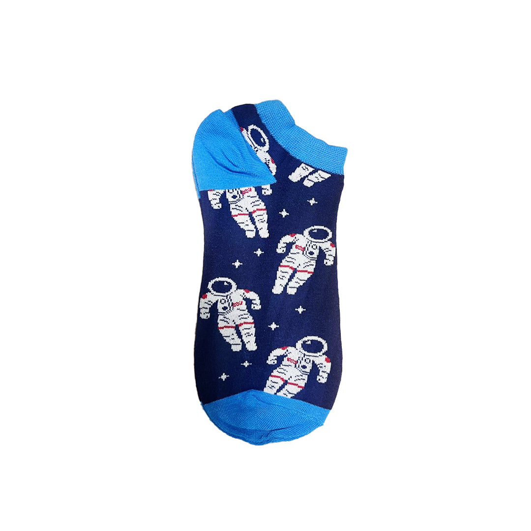 Astronaut on Blue Low Cut Crazy Socks