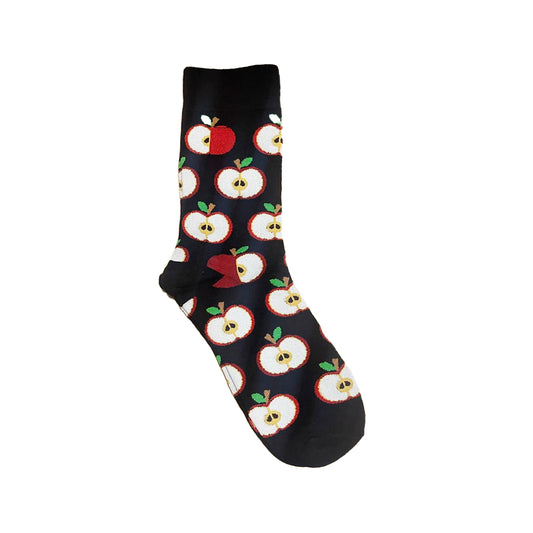 Apple on Black Crazy Socks