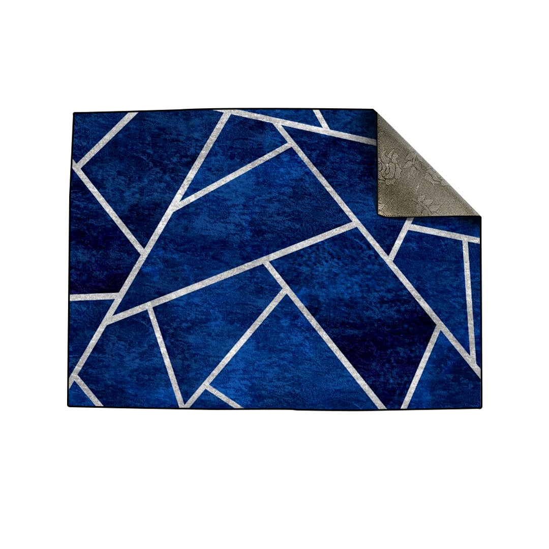 Navy Blue Silver Lines Centerpiece (Rug)