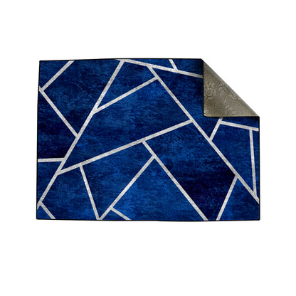 Navy Blue Silver Lines Centerpiece (Rug)