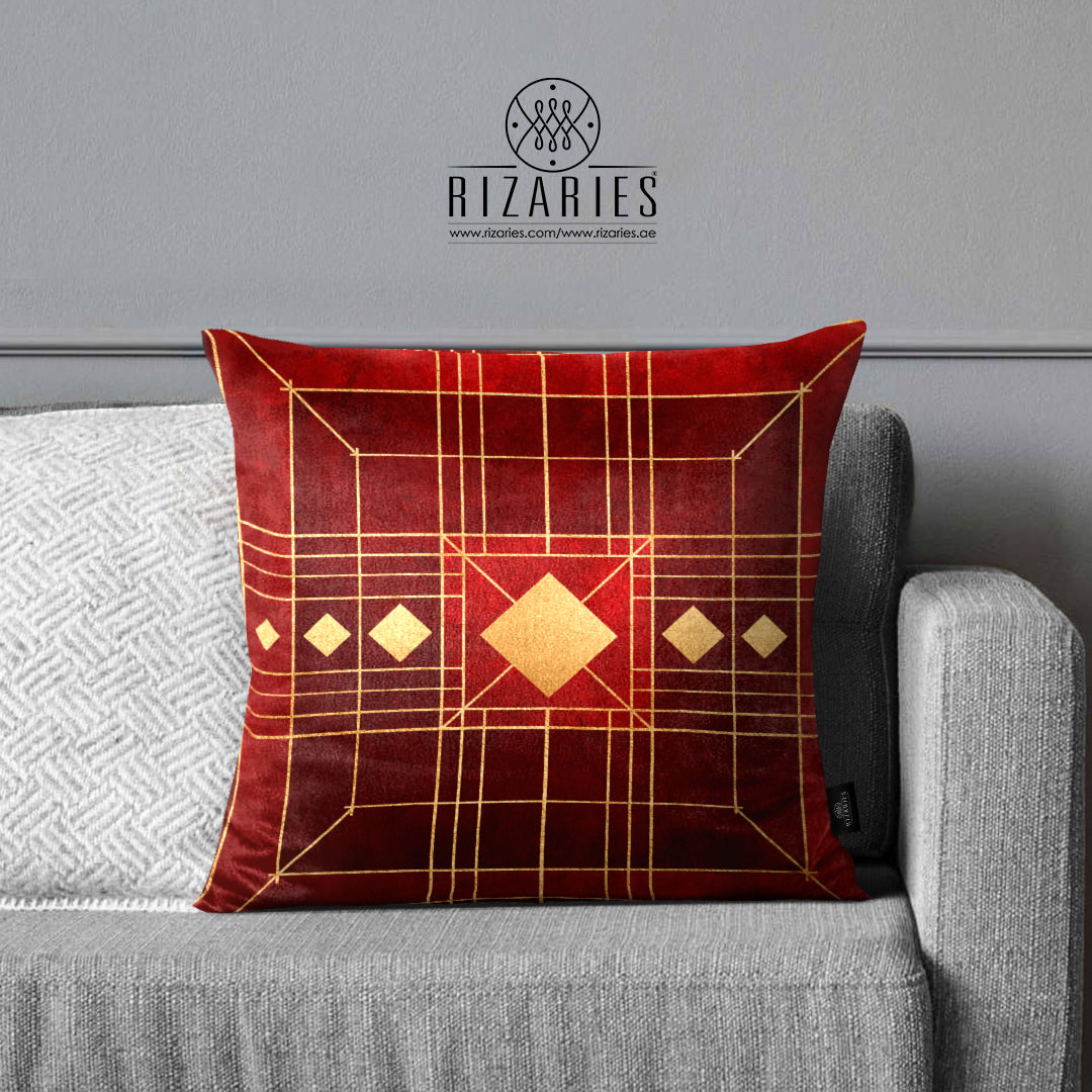 SuperSoft Maroon Geometric Throw Cushion