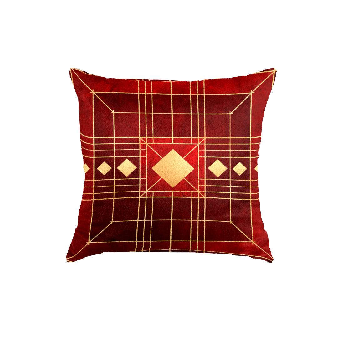 SuperSoft Maroon Geometric Throw Cushion