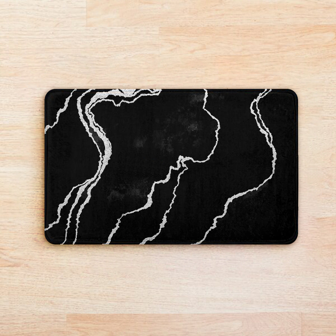 SuperSoft Black & Silver Abstract Door Mat