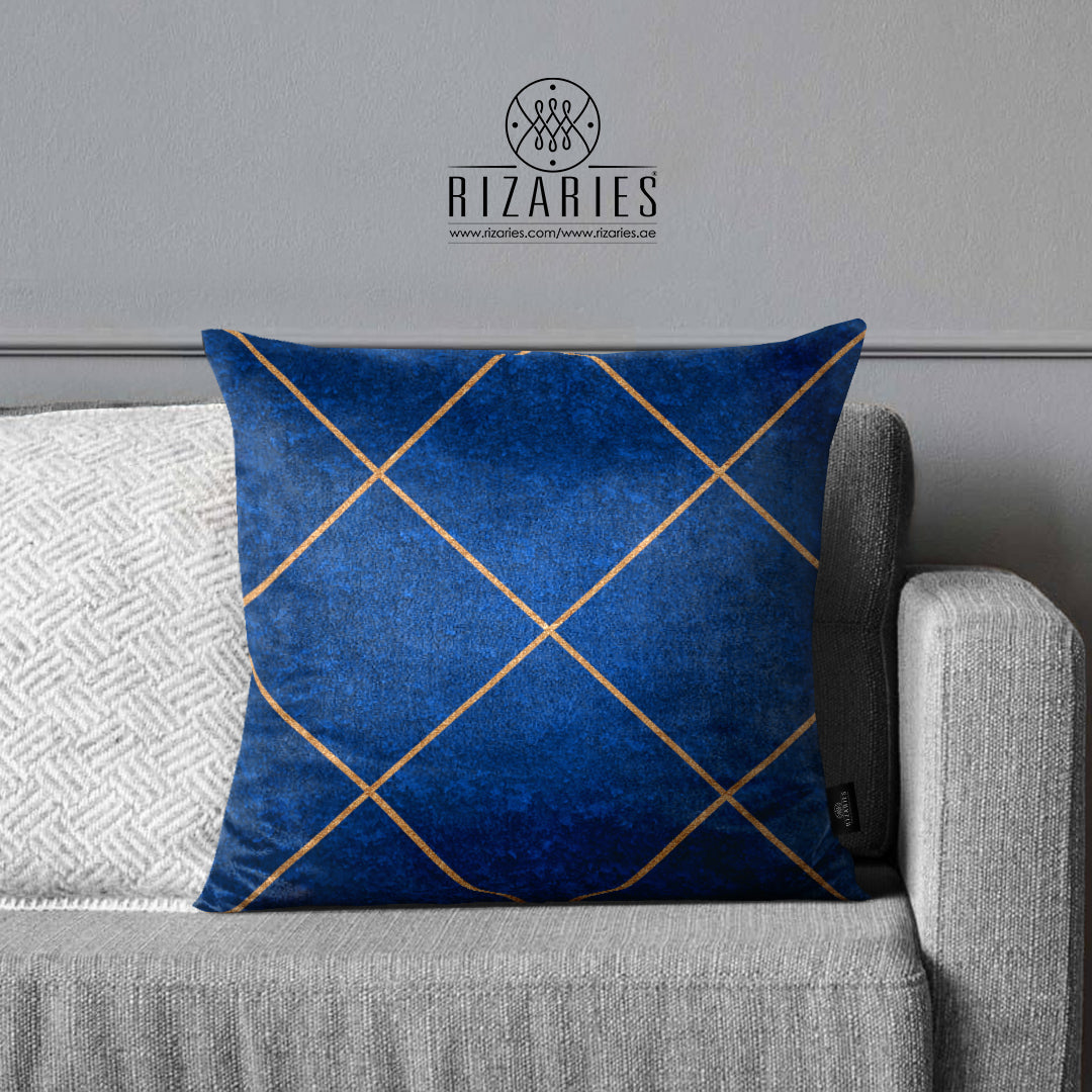 SuperSoft Blue & Gold Diamonds Throw Pillow