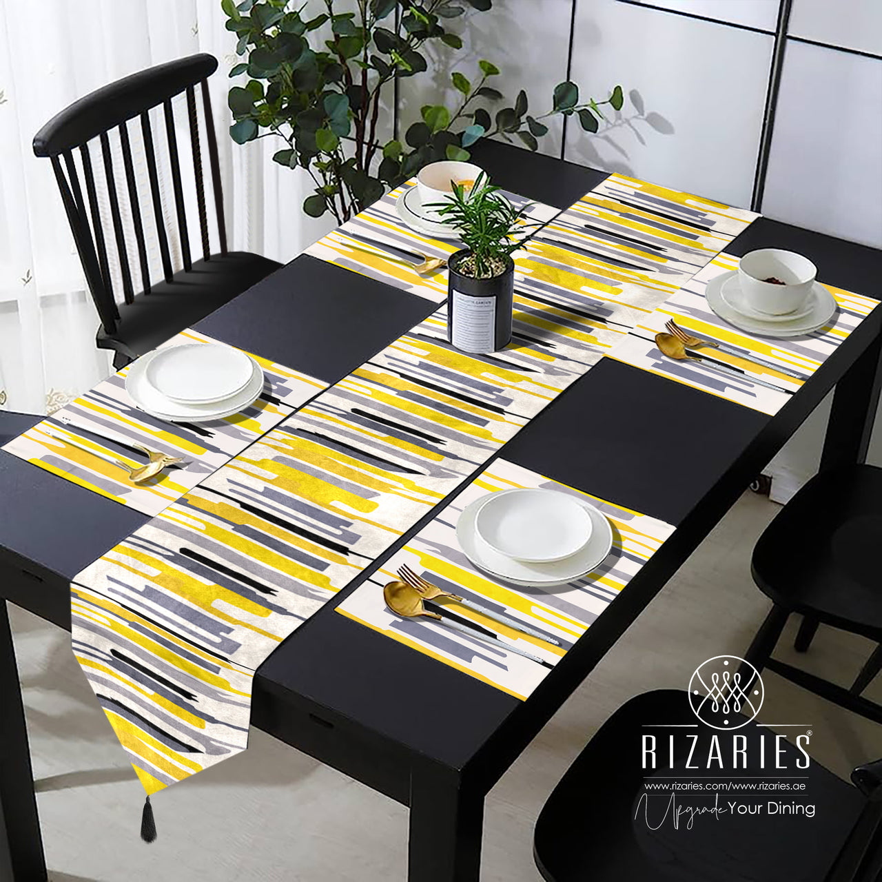 Yellow Grey Black Table Style Set