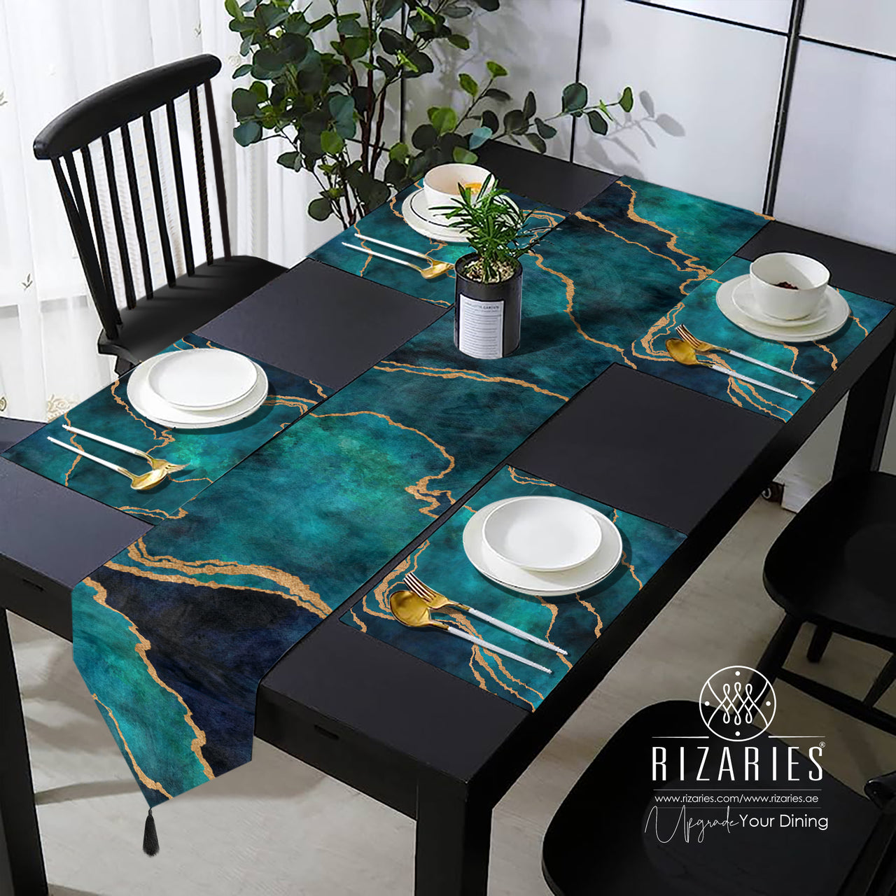 Sea Green Abstract Table Style Set