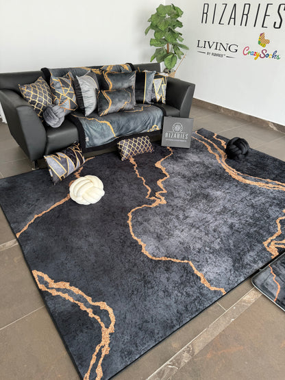 Grey Gold Abstract Centerpiece (Rug)