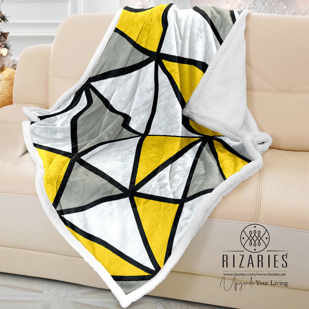 Soft Yellow Geometric Sofa Blanket Throw