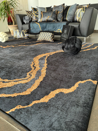 Grey Gold Abstract Centerpiece (Rug)