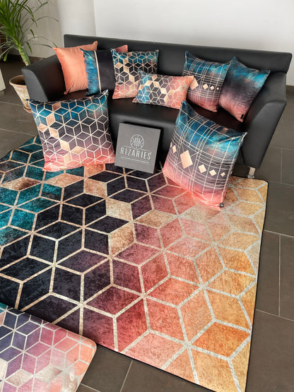 Ombre Cubes Emerald & Copper Centerpiece (Rug)