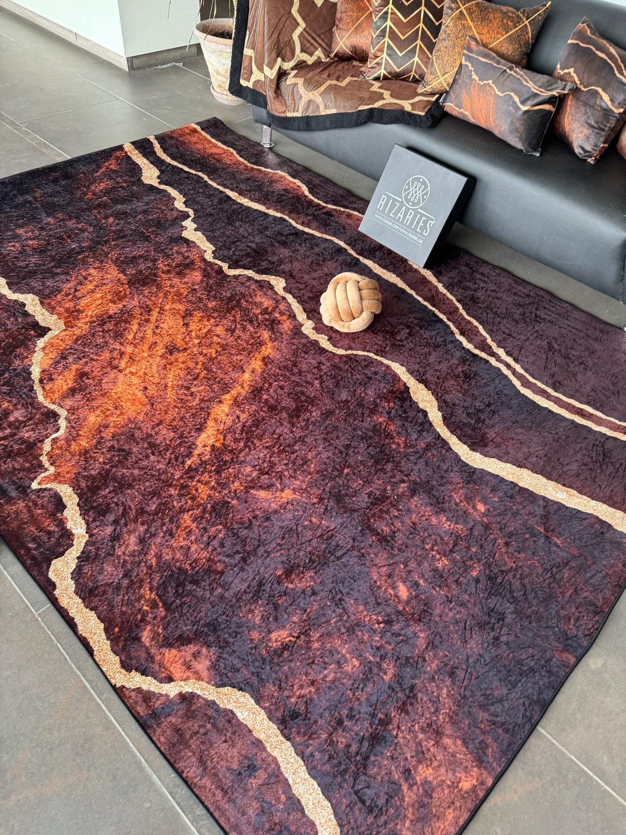 Brown Lava Abstract Centerpiece (Rug)