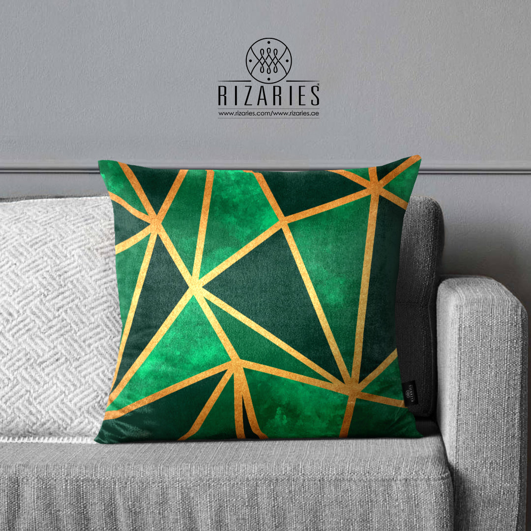 SuperSoft Green Geo Metallic Throw Pillow