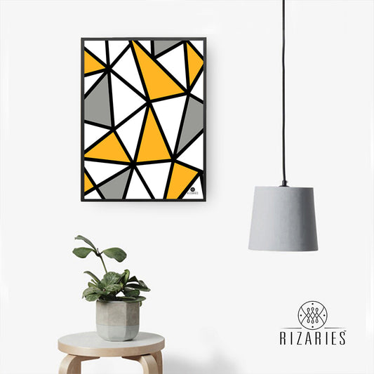 Yellow Geometric Wall Painting