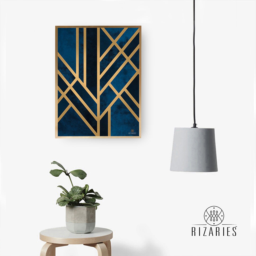 Blue Art Deco Wall Painting