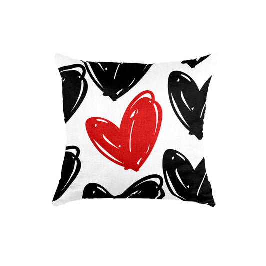 SuperSoft Black Red Hearts Throw Pillow