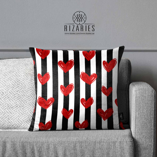 SuperSoft Hearts on Stripe Throw Pillow