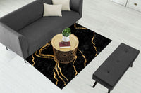 Thumbnail for New Black Gold Abstract Centerpiece (Rug)