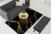 Thumbnail for New Black Gold Abstract Centerpiece (Rug)