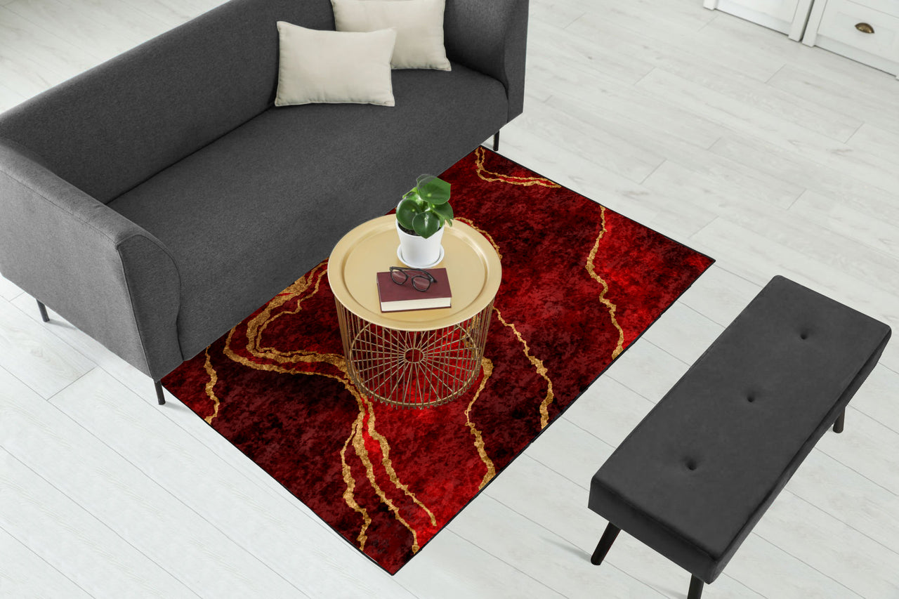 Burgundy Abstract Centerpiece (Rug)