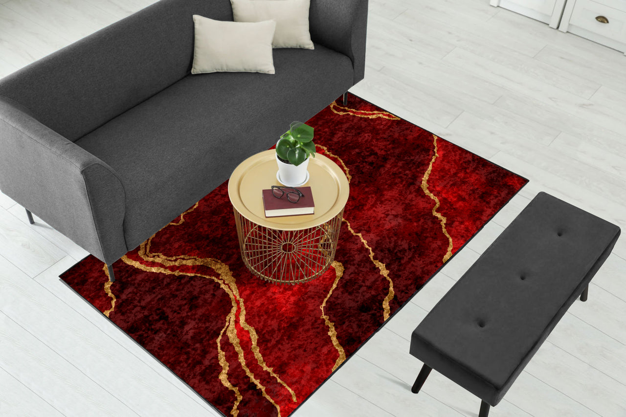 Burgundy Abstract Centerpiece (Rug)