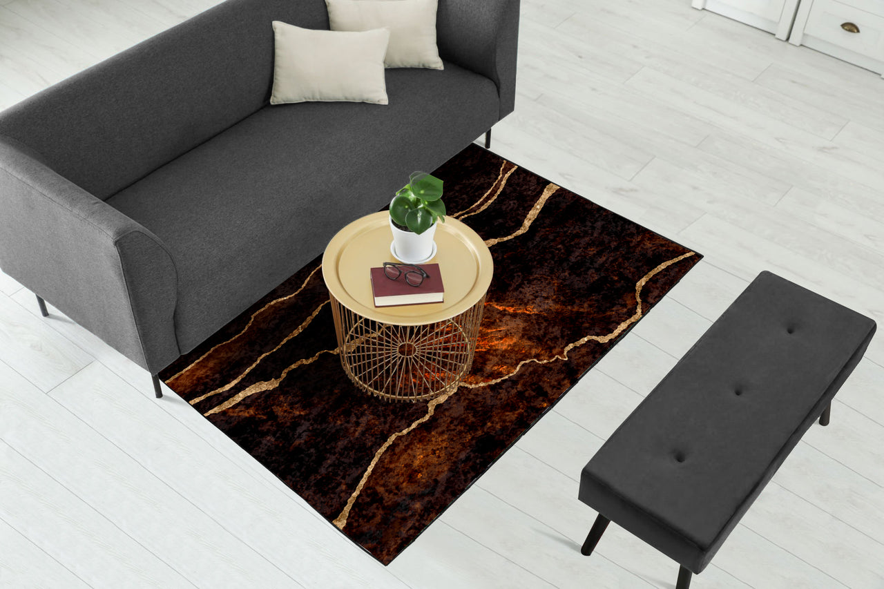 Brown Lava Abstract Centerpiece (Rug)