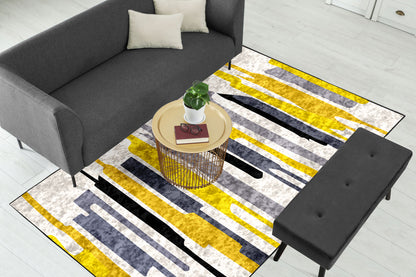 Yellow Grey Black Centerpiece (Rug)