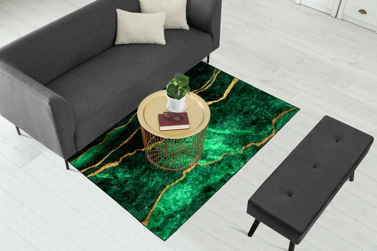 Green Gold Abstract Centerpiece (Rug)