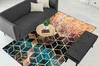 Thumbnail for Ombre Cubes Emerald & Copper Centerpiece (Rug)