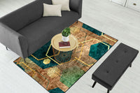 Thumbnail for Emerald Copper Abstract Geo Centerpiece (Rug)