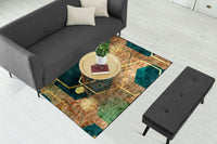 Thumbnail for Emerald Copper Abstract Geo Centerpiece (Rug)