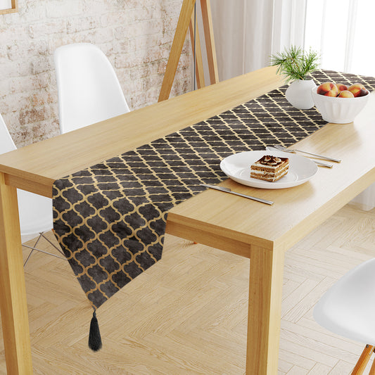 Grey Quatrefoil Table Runner