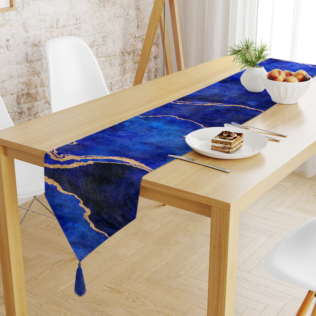 Blue Abstract Table Runner