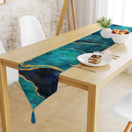 Sea Green Abstract Table Runner