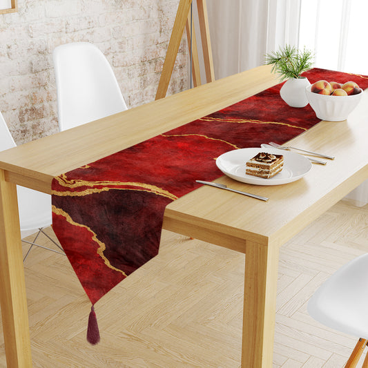 Burgundy Abstarct Table Runner