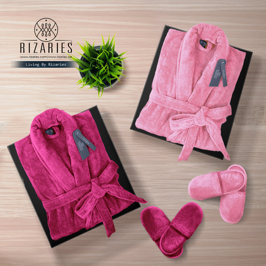 Couple Set (2 Velour Bathrobe, 2 Velour Slippers)