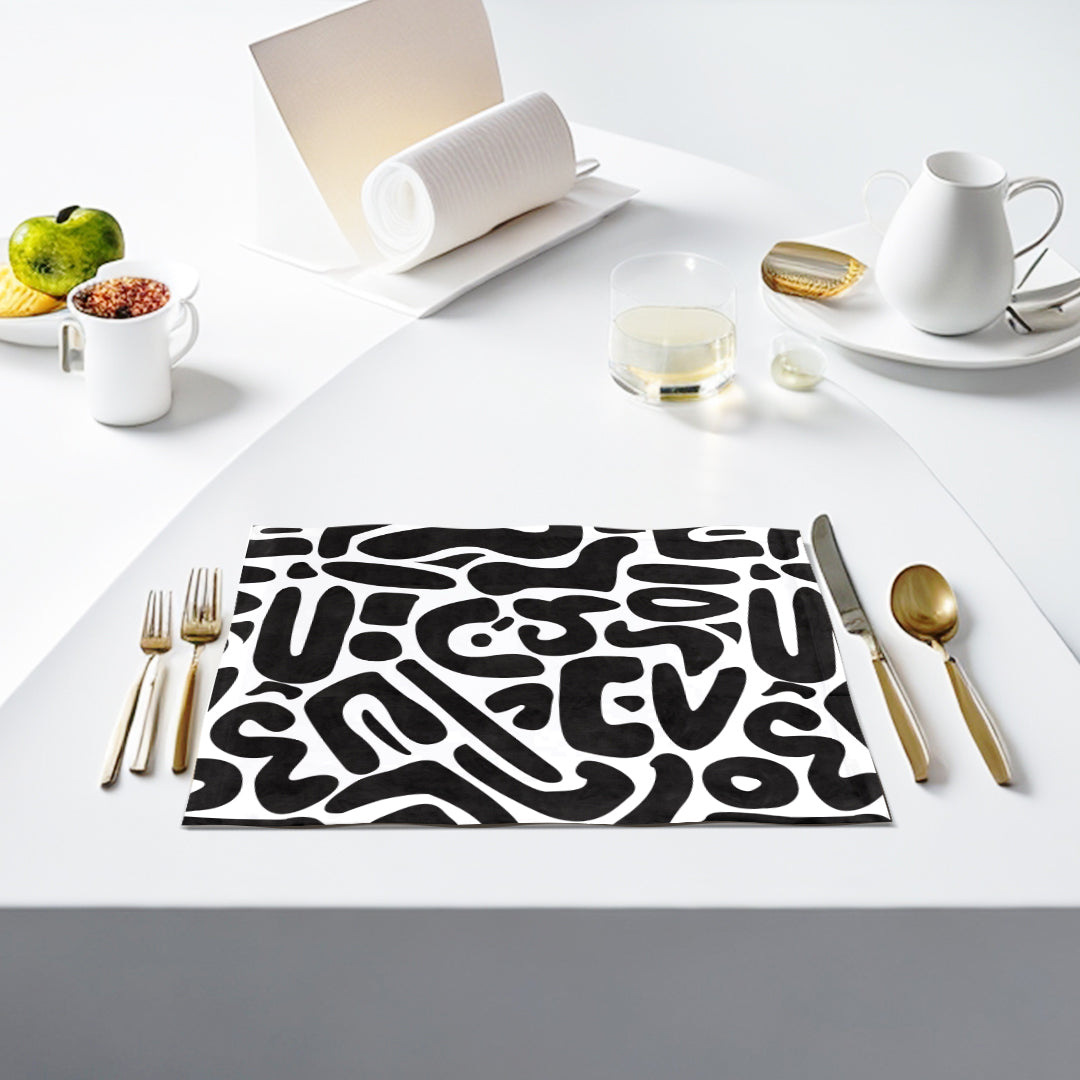 Modern Black and White Abstract Table Mats