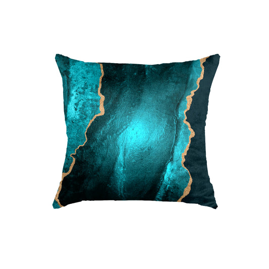 Super Soft Teal Gold Abstract Throw Pillow