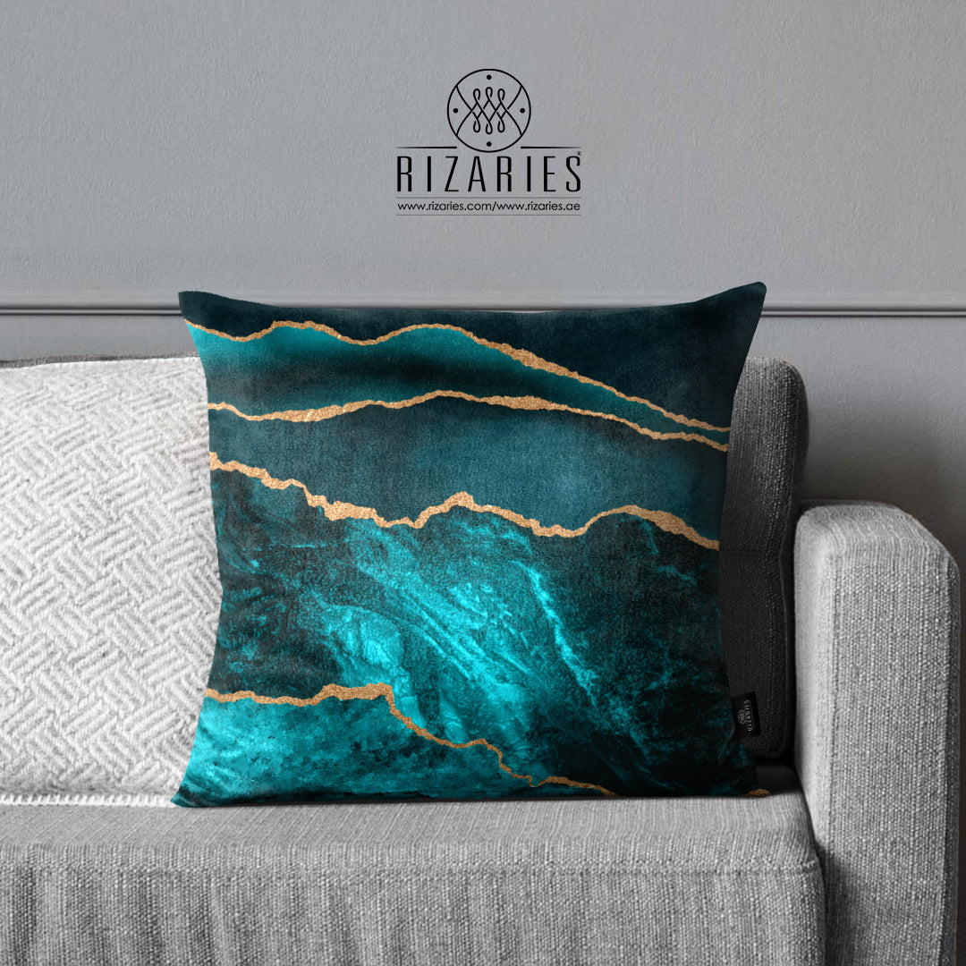 SuperSoft Teal Gold Abstract Throw Pillow