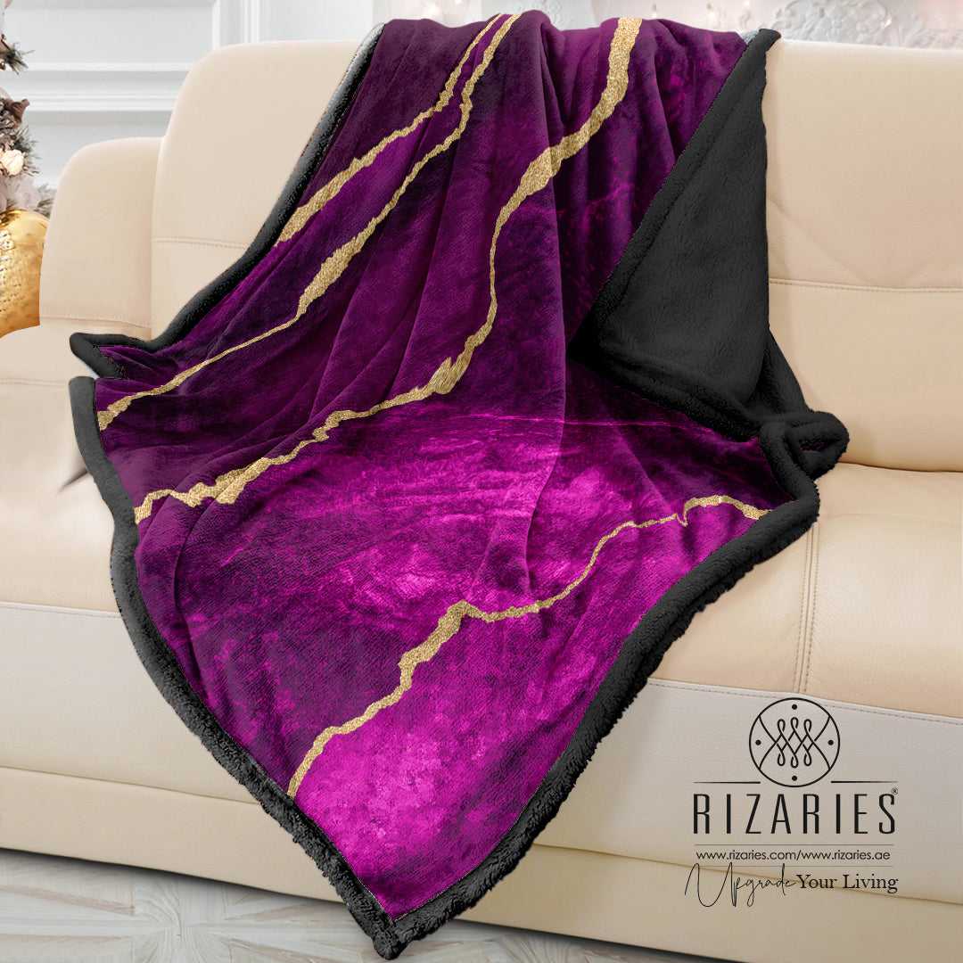 Soft Purple Gold Abstract Sofa Blanket Throw