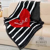 Thumbnail for Soft Black White Love Sofa Blanket Throw