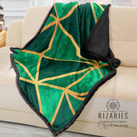 Thumbnail for Soft Green Geo Metallic Sofa Blanket Throw