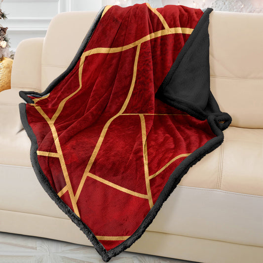 Soft Maroon & Gold Sofa Blanket Throw