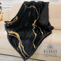 Thumbnail for Soft Black Gold Abstract Sofa Blanket Throw