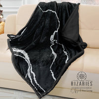 Thumbnail for Soft Black Silver Abstract Sofa Blanket Throw