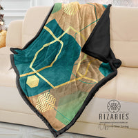 Thumbnail for Soft Emerald Copper Abstract Geo Sofa Blanket Throw