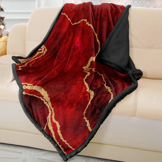 Soft Burgundy Abstract Sofa Blanket Throw